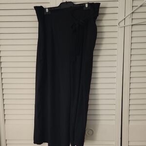 Black Wide-Leg Pants with Tie Waist
